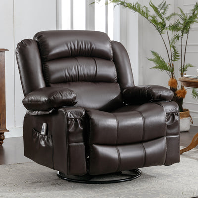 Massage Rocker Recliner Chair with Vibration Massage and Heat, SEGMART Electric Power Recliner Lounge Chair Sofa for Living Room with Side Pocket and Cup Holders, Brown