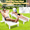 2 Pack Outdoor Lounge Chairs, SEGMART Patio Chaise Lounge for Tanning, Pool Sun Recliner Set of 2 with Adjustable Backrest(5 Positions) | Side Table | Max Weight Capacity 330 lbs, White Polypropylene