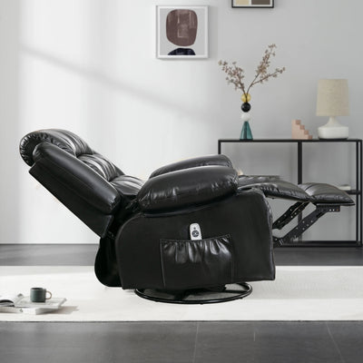 PU Leather Electric Massage Swivel Recliner Chair with Remote Control, Larg Recliner Chair for adult, Heavy Duty Electric Massage Rocking Chair Recliners Sofa Lounge Chair for Living Room, Black