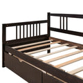 Twin Daybed Bed, SEGMART Captain Sofa Bed with 2 Storage Drawers, Wood Twin Daybed Bed with 10 Slats Strong Support, Farmhouse Style Solid Wood Bedframe for Kid's Room, Teens, Espresso, SS2660