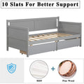 SEGMART Captain’s Bed, Modern Daybed Bed with 2 Storage Drawers, Twin Solid Wood Trundle Bed with Headboard and Footboard, Twin Daybed Bed for Kid's Room, Teens, Grey, 200lbs, Grey, S333