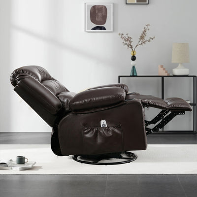 Massage Rocker Recliner Chair with Vibration Massage and Heat, SEGMART Electric Power Recliner Lounge Chair Sofa for Living Room with Side Pocket and Cup Holders, Brown