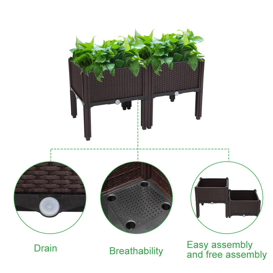 plastic planter boxes on legs Segmart 2PCS Raised Garden Bed, Outdoor Free Splicing Injection Plasti – SEGMART
