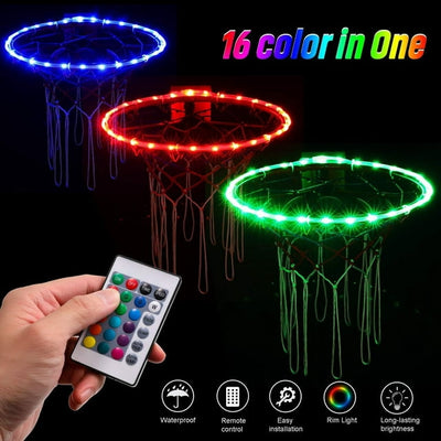 LED Basketball Hoop/Rim Lights, Remote Control, Waterproof?Super Bright to Play at Night Outdoors,Good Gift for Kid