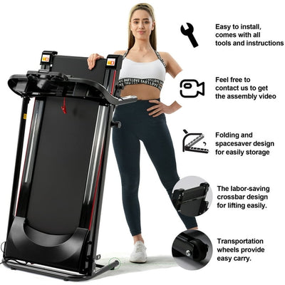 SEGMART Electric Foldable Treadmill w/3 Manual Adjustable Incline, 14'' Wide Tread Belt Treadmills for Home, Digital Exercise Machine with 12 KM/h Max Speed for Home & Gym Cardio Fitness, S5562