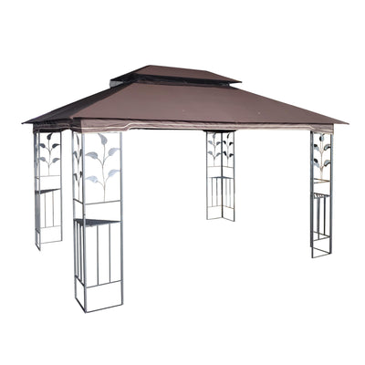 13'x10' Patio Gazebo with Mosquito Nettings, SEGMART Outdoor Shelter Tent with Metal Steel Frame, Heavy Duty Canopy Gazebo with Double Vented Roofs for Backyard, Patio, Garden, Lawn, Deck, Brown