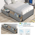 Twin Bed Frame with Storage, Twin Size Bed Frame for Adults Teens Kids, SEGMART Stylish Wooden Twin Bed Frame with Drawers/Wood Slat Support, Classic Twin Bed Frame No Box Spring Needed, Grey, H695