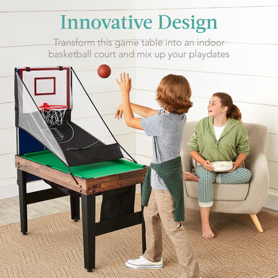 16-in-1 Multi Game Table for Home, Folding Combo Game Table Set with Ping Pong, Foosball, Basketball, Air Hockey for Game Room, Game Table with Archery, Chess, Checkers, Shuffleboard, Bowling