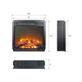 18" Electric Fireplace Insert, Freestanding & Recessed Heater with Overheating Protection, Log Set and Realistic Flame, with Glass Door and Mesh Screen, 1400W