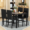 5Pcs Dining Set, Kitchen Table with 4 Piece Chairs, Dinette Set Faux Marble Rectangular Breakfast Table with Metal Legs & Black Finish Frame, for an Apartment Breakfast, Black, SS1285