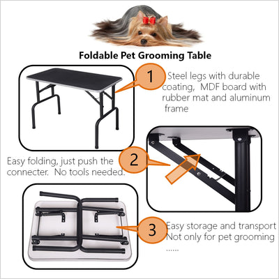 Medium Dog Grooming Table, 2020 Upgraded 36'' Heavy Duty Stainless Steel Frame Foldable Table w/Adjustable with Arm/Noose, Capacity Up to 300lbs, S12061