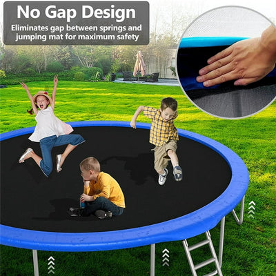 14FT Outdoor Trampoline for Kids, New Upgraded 14' Outdoor Trampoline with Safety Enclosure Net, Basketball Hoop and Ladder, Heavy-Duty Round Trampoline for Indoor or Outdoor Backyard, L