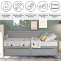 SEGMART Captain’s Bed, Modern Daybed Bed with 2 Storage Drawers, Twin Solid Wood Trundle Bed with Headboard and Footboard, Twin Daybed Bed for Kid's Room, Teens, Grey, 200lbs, Grey, S333