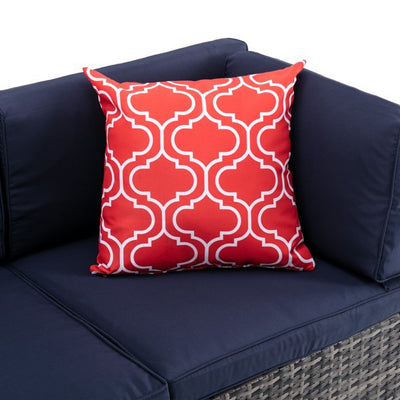 7 Piece Patio Furniture Set, 6 Rattan Wicker Chairs with Coffee Table, Outdoor Conversation Set with Cushions for Backyard, Porch, Garden, Poolside, LLL830