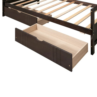 SEGMART Captain’s Bed, Modern Daybed Bed with 2 Storage Drawers, Twin Wood Trundle Bed with Headboard and Footboard, Twin Daybed Bed for Kid's Room, Espresso, 300lbs, Espresso, SS2672