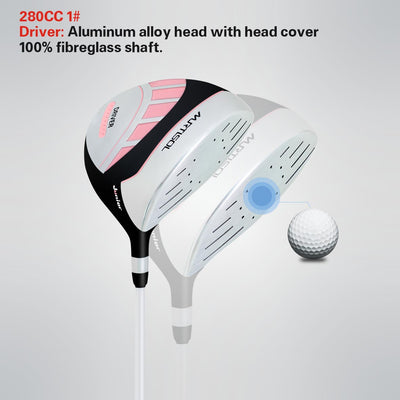 Segmart Golf Junior Golf Clubs Set, Kids Right-Hand Golf Club Sets for 9-12, Outdoor Complete Golf Club Sets with Stand & Bag, Pink