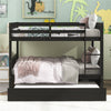 Bunk Beds Twin-Over-Twin, Kids Twin Over Twin Loft Bed with Stairs and Guard Rail, Solid Wood Convertible Bunk Bed Frame with Twin Size Trundle, Easy Assembly, No Spring Box Needed, Espresso, SS2678