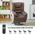 SEGMART Electric Power Lift Recliner Chair, Heavy Duty Classic Velvet Sofa Chair for Elderly, Ergonomic Lounge Single Sofa with Plush Extended Arms and Remote Control, 3 Positions, Brown, SS450