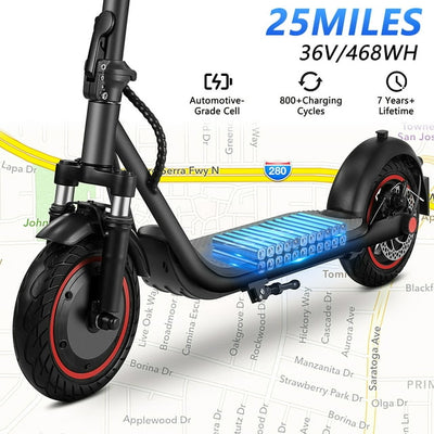 COCLUB 500W Adult Electric Scooter, 36V13Ah Electric Bike, Patinetas Electricas, Portable Folding Commuting Escooter with 10" Solid Tires | Front Suspension | App（15 MPH & 25 Miles）