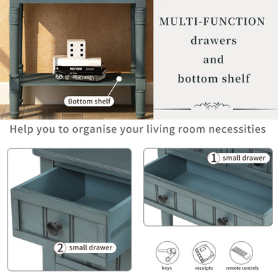 Console Table with Storage, SEGMART 23"x13" Small Entryway Table with Drawers, Wooden Console Table Entry Table with Shelf, Classic Sofa Table for Small Spaces Living Room Hallway Foyer, Navy, H1069