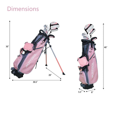 Segmart Golf Junior Golf Clubs Set, Kids Right-Hand Golf Club Sets for 9-12, Outdoor Complete Golf Club Sets with Stand & Bag, Pink