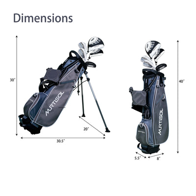 Segmart Golf Junior Golf Clubs Set, Kids Right-Hand Golf Club Sets for 9-12, Outdoor Complete Golf Club Sets with Stand & Bag, Grey