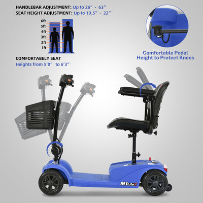 Segmart Mobility Scooter for Seniors, Heavy Duty 4-Wheel Mobile Device with Front & Rear Light, 300lbs, Black
