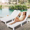Segmart 2 Pieces Patio Chaise Lounge Furniture Set, Pool Reclining Chaise Chairs Set with Side Table, 5-Level Angles Adjust Backrest Outdoor Lounge, White, SS2122