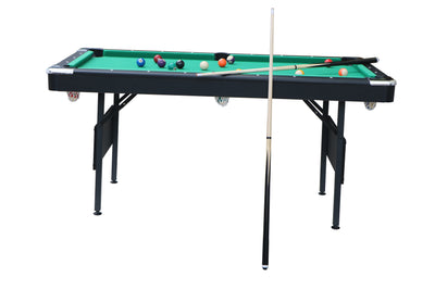 Segmart 5.5 FT Billiards Table, Portable Pool Table for Families, Easy Folding for Storage, Classic Green Nylon Cloth, Includes Balls, Cues, Felt Brush, Green