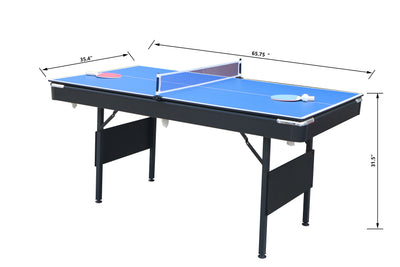 Segmart 5.5 FT 3 in1 Pool Table, Portable Billiards Table for Families, Muitfunctional Game Table with Table Tennis Top, Dining Table, Includes Balls, Cues, Felt Brush, Blue