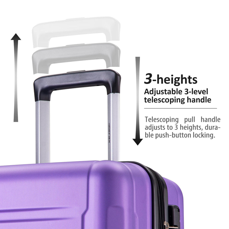 3 Piece Expandable Luggage Sets on Sale, SEGMART Carry on Suitcase w/ TSA Lock, Lightweight Hardshell Luggage Dual Spinner Wheels Set: 20in 24in 28in, Heavyweight Suitcase for Traveling, Purple, S6587