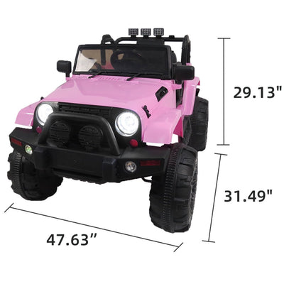 Kids Ride on Cars, 12V Electric Vehicles with Remote Control, Motorized Vehicles Ride on Car W/Lights, Spring Suspension, MP3 Player, Pink Battery-Powered Ride on Toys for Girls,LLL1803