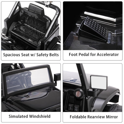 Ride on Car with Remote Control, SEGMART Powers Electric Kids Ride on Car for Girls Boys, 12V Battery-Operated RC Toy Cars for Kids to Ride with LED Lights, MP3 Player/Safety Belt, Black, L