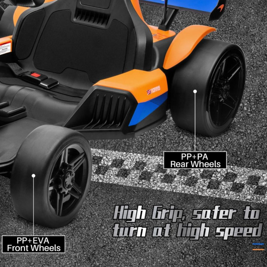 SEGMART Go Kart eléctrico para niños con 2 velocidades, 24 V, 4 ruedas con  licencia Mclaren, vehículos juguetes para montar en camión Bluetooth/FM