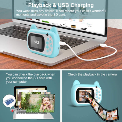 Camera Toy for Kid, SEGMART 1080P Instant Print Cameras for 3-8 Years Old, 32GB Creative Kid Selfie Mini Camera w/ Print Paper, Digital Video Camera Toy Christmas Gifts for Boys Girls, LL485