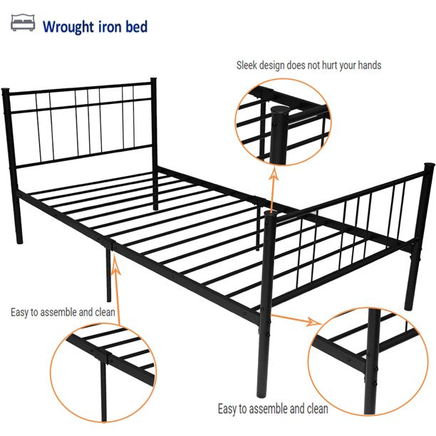 SEGMART Full-Size Metal Bed Frame with Headboard and Footboard, Mattress Foundation w/10 Legs, Noise-Free/ No Box Spring Needed, Easy assembly, 440lbs, S5766