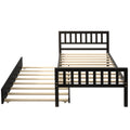 Twin Size Bed with Trundle, SEGMART Twin Size Bed Frame for Girls Boys, Wooden Twin Bed Frame with Headboard and Wood Slat Support, Kids Twin Bed Frame No Box Spring Needed, Espresso, LLL4671