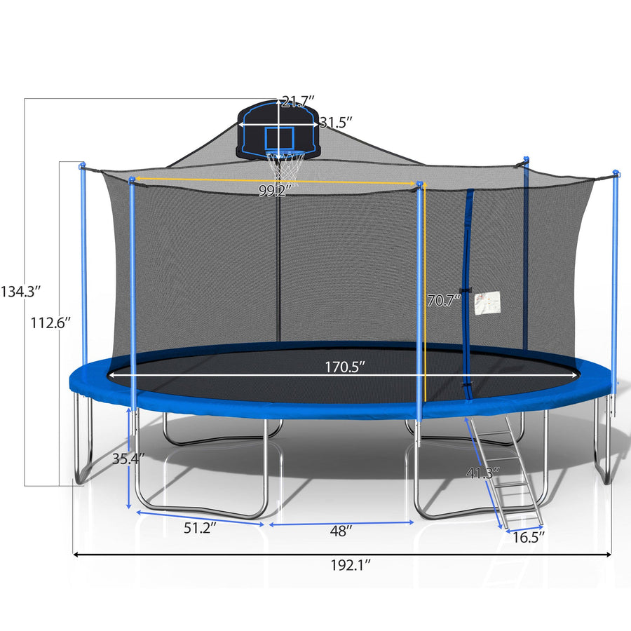 Segmart 16' Outdoor Trampoline with Safety Enclosure Net, L