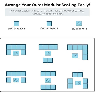 Clearance! 7 Piece Patio Furniture Set, 6 Rattan Wicker Chairs with Glass Dining Table, All-Weather Outdoor Conversation Set with Cushions for Backyard, Porch, Garden, Poolside, L4484
