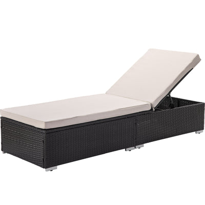 Chaise Lounges for Beach, 3Pcs Patio Furniture Set with Coffee Table, Outdoor Chaise Lounge Chairs with Adjustable Back, All-Weather Rattan Reclining Lounge Chair for Backyard, Garden, Pool, L4549