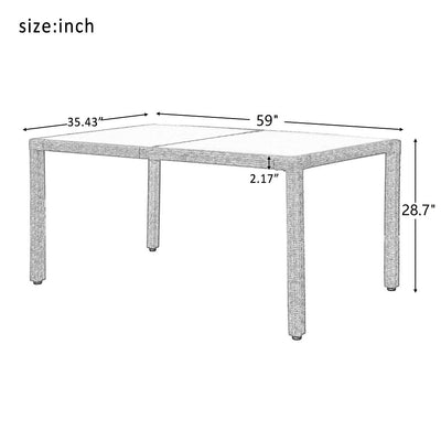 Patio Dining Set Clearance, 7 Piece Patio Furniture Sets with 6 PE Wicker Chairs, Glass Dining Table, All-Weather Outdoor Patio Dining Conversation Set with Cushions for Backyard, Lawn, Garden, Pool, L