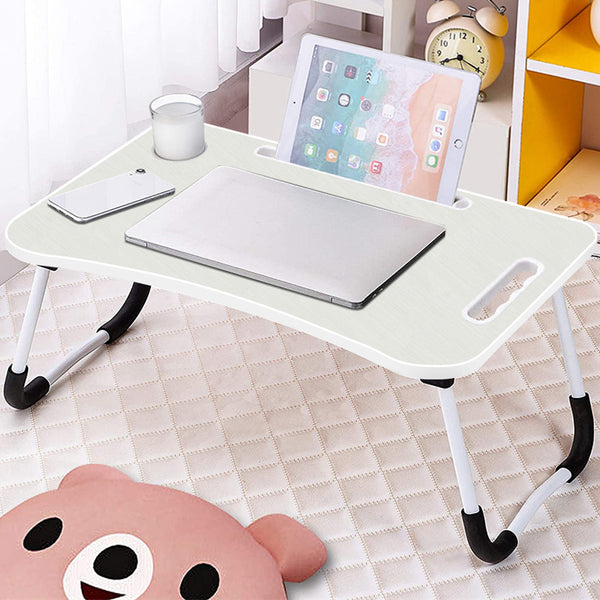 Fold Lap Desk for Kid, Portable Laptop Bed Tray with Legs, Small Lazy  Laptop Bed Table with iPad Slots, White Laptop Table for Adults/Students,  Eating Working Gaming Desk for Couch/Sofa/Floor, HJ1825 