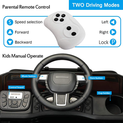 Electric Kids Toys, Kids Ride-on Tractor with Trailer, 12V Car w/ Parental Remote Control, Safety Belt, Music, MP3 Player, Headlight, Motorized Truck for Boys Girls