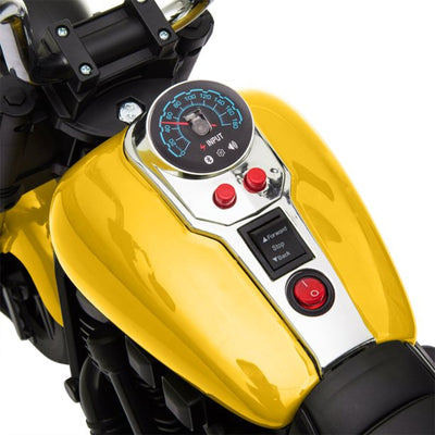 Boys Ride on Motorcycle, Yellow 6V Battery Powered Kids Ride on Motorcycle w/ Two Training Rear Tires, LED Lights, MP3 Player, Anti-Slip Tires, Pedal, Rechargeable Electric Ride On Toys for Girls