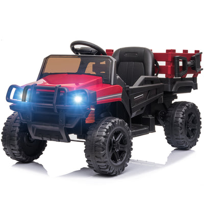 12V Kids Electric Ride On Car with Remote Control, LED Lights, Trailer, Shovel, Q01