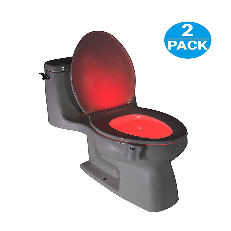 Toilet Night Light(2Pack), 8-Color Led Motion Activated Toilet Seat Light, Fit Any Toilet Bowl, Toilet Bowl Light with Two Mode Motion Sensor LED Washroom Night Light, I5209