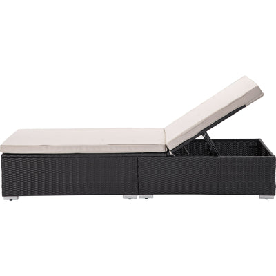 Chaise Lounges for Beach, 3Pcs Patio Furniture Set with Coffee Table, Outdoor Chaise Lounge Chairs with Adjustable Back, All-Weather Rattan Reclining Lounge Chair for Backyard, Garden, Pool, L4549