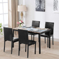 5 Piece Modern Dining Table Sets, Metal Dinette Set Faux Marble Rectangular Breakfast Table with Metal Legs & Black Finish Frame, Dining Table & Chairs for Apartment or Breakfast Nook, S12524