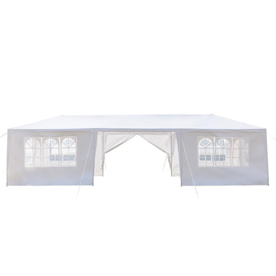 Gazebo Tent for Outside, 10' x 30' Patio Canopy Tent with 8 Side Walls, Heavy Duty Outdoor Party Wedding Tent, Portable Shade Folding Canopy - UV Coated, Waterproof Gazebo Tent, White, L1332