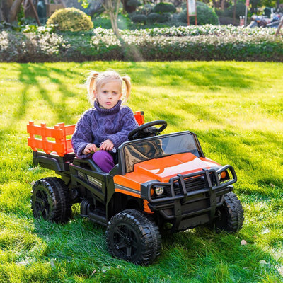Segmart® 12v Kids Ride On Orange Truck Kids Cars